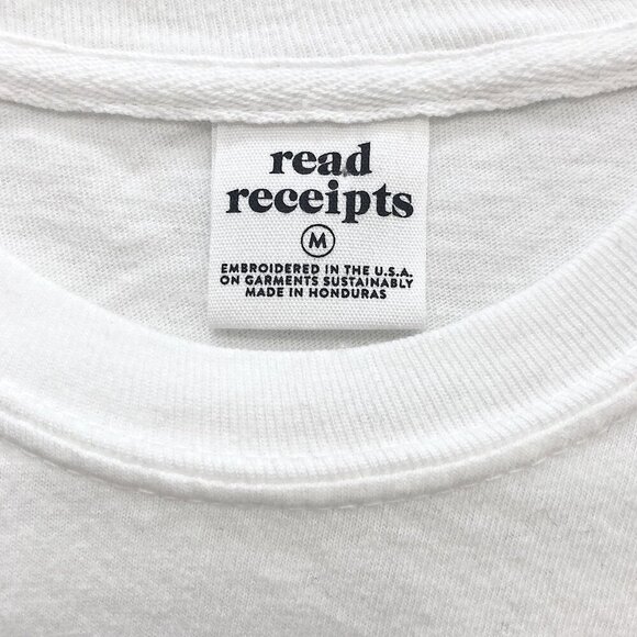 READ RECEIPTS Artisan Embroidered Quote Tee White Crewneck Short Sleeve - Picture 6 of 13
